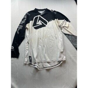 ANSR Jersey Mens Large White Black Motocross Dirt Bike Long‎ Sleeve